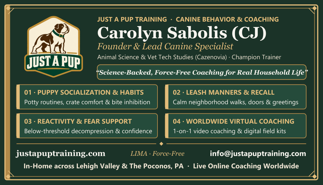 Carolyn Sabolis Warm Editorial Edition business card front featuring Carolyn and Ronan portrait on Warm Cream linen