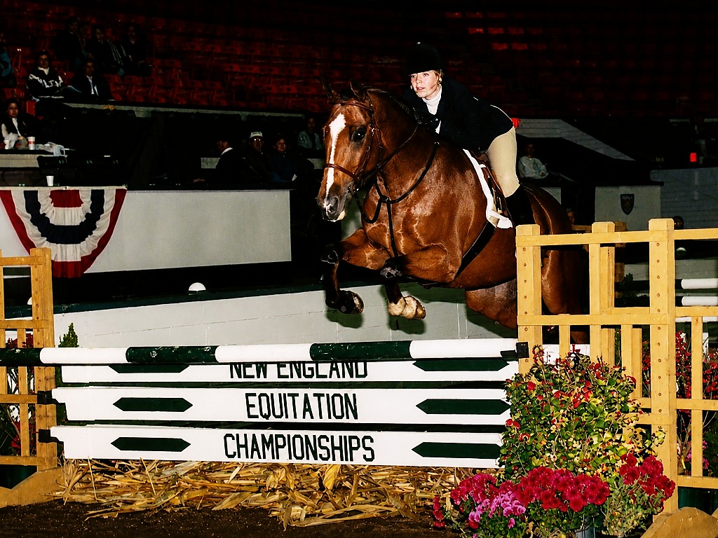 Carolyn Sabolis-Hall competing over fences at the New England Equitation Championships.